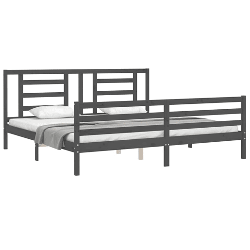 Estrutura de Cama de casal moderno com cabeceira 200x200 cm madeira maciça cinza