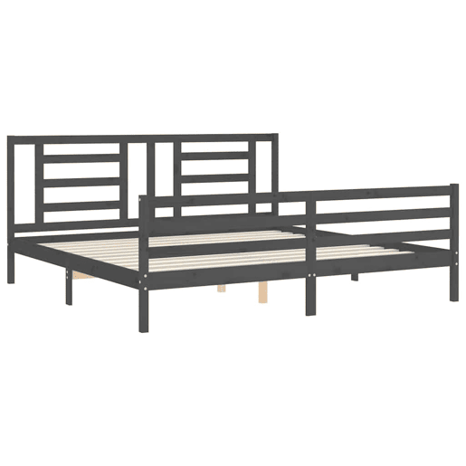 Estrutura de Cama de casal moderno com cabeceira 200x200 cm madeira maciça cinza