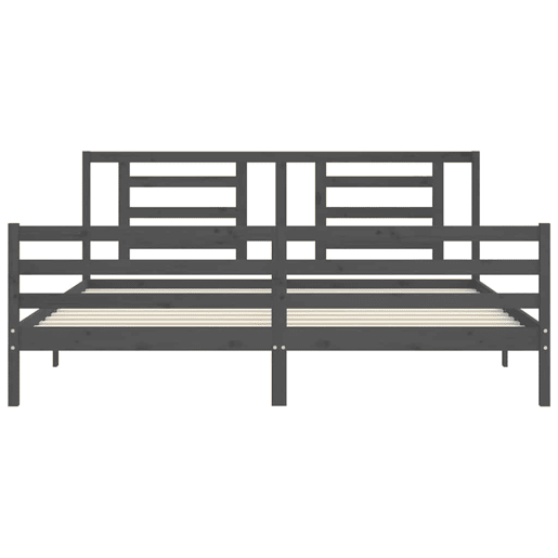 Estrutura de Cama de casal moderno com cabeceira 200x200 cm madeira maciça cinza