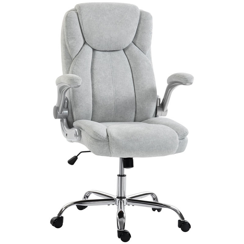 Homcom silla de escritorio ergonómica, silla de oficina con respaldo alto, reposabrazos abatibles, asiento con muelles, altura ajustable, función