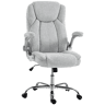 HOMCOM Cadeira de Escritório Apoios de Braços Rebatíveis Assento com Molas Altura Ajustável Função Basculante e Estofada em Veludo 68x69x118 cm Creme