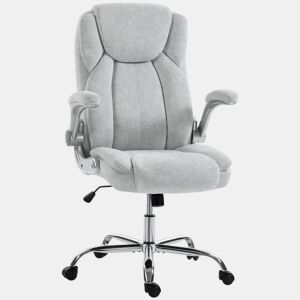 HOMCOM Cadeira de Escritório Apoios de Braços Rebatíveis Assento com Molas Altura Ajustável Função Basculante e Estofada em Veludo 68x69x118 cm Creme