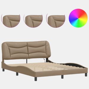 Estrutura de Cama de casal moderno com LED - 160x200 cappuccino