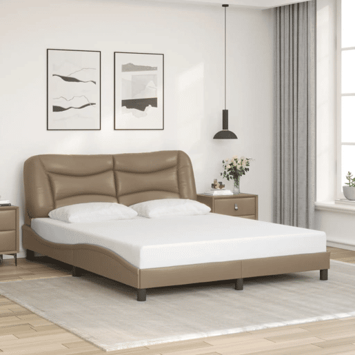 Estrutura de Cama de casal moderno com LED - 160x200 cappuccino