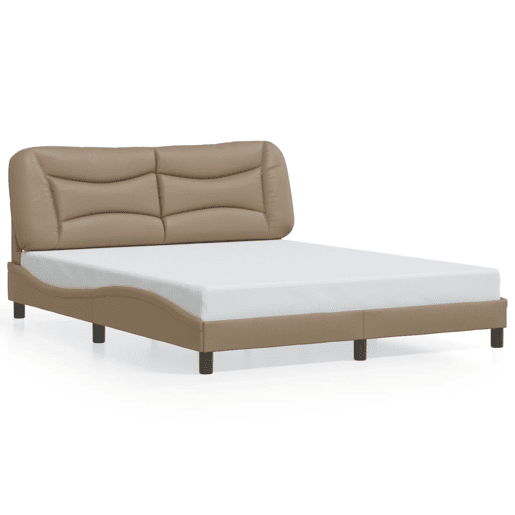 Estrutura de Cama de casal moderno com LED - 160x200 cappuccino