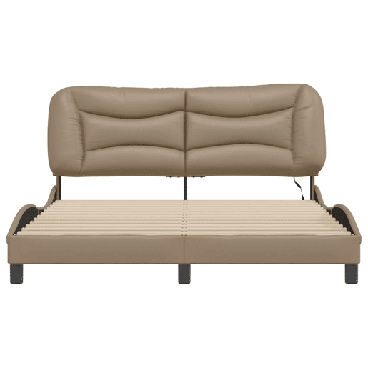 Estrutura de Cama de casal moderno com LED - 160x200 cappuccino