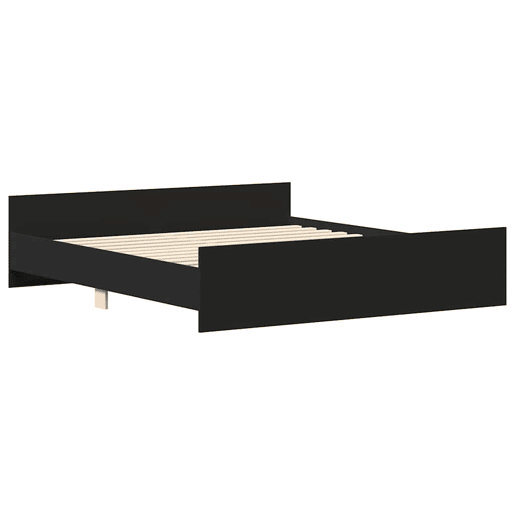 Estrutura de Cama de casal para adultos c painéis cabeceira e pés 200x200 cm preto