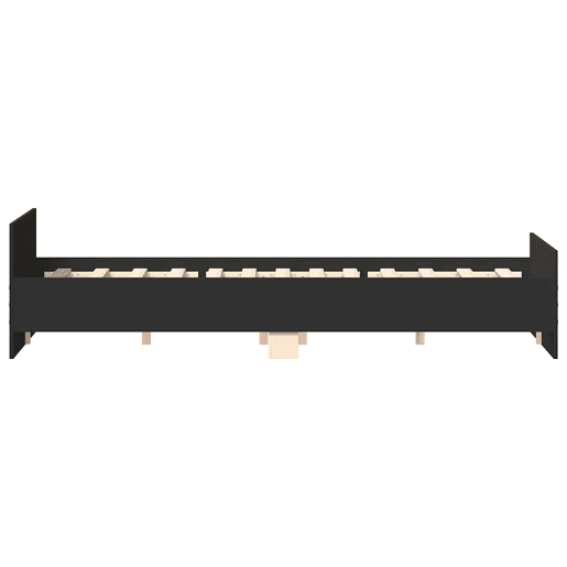 Estrutura de Cama de casal para adultos c painéis cabeceira e pés 200x200 cm preto