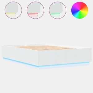 Estrutura De Cama De Casal c luzes LED - 150x200 cm derivados madeira branco