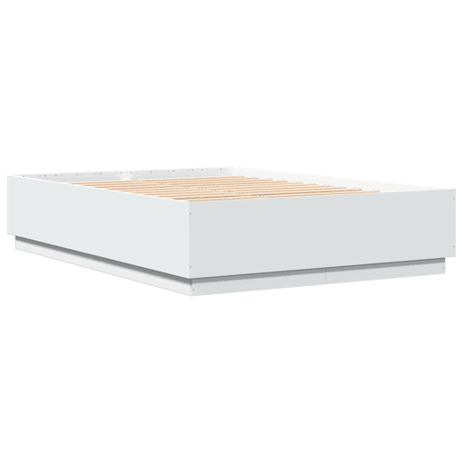 Estrutura De Cama De Casal c luzes LED - 150x200 cm derivados madeira branco