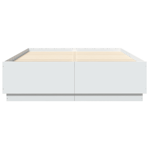 Estrutura De Cama De Casal c luzes LED - 150x200 cm derivados madeira branco