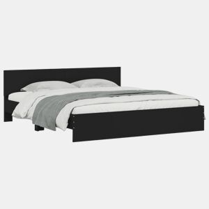 Estrutura de Cama de casal para adultos com cabeceira 200x200 cm preto