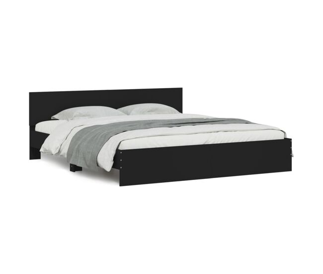 Estructura de cama matrimonial estilo con cabecero negra 200x200 cm