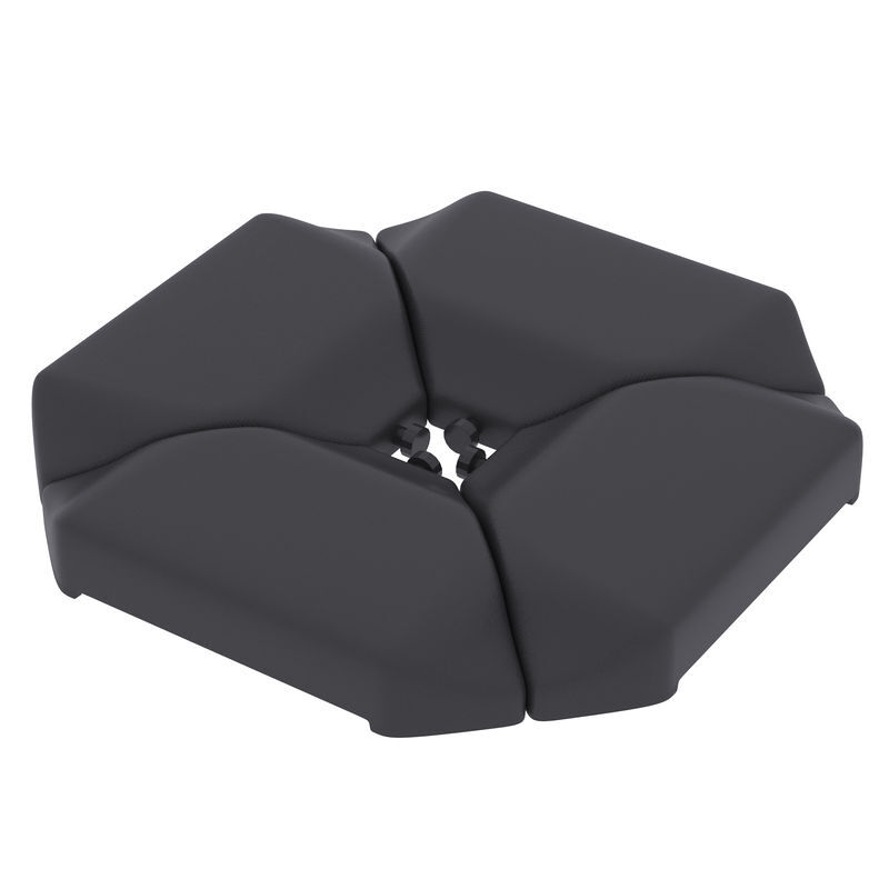 Outsunny base para sombrilla de 4 piezas, para cantilever y de doble cara, soporte para parasol de hdpe rellenable con agua 77 kg o arena 100 kg, para jardín, patio, terraza, negro