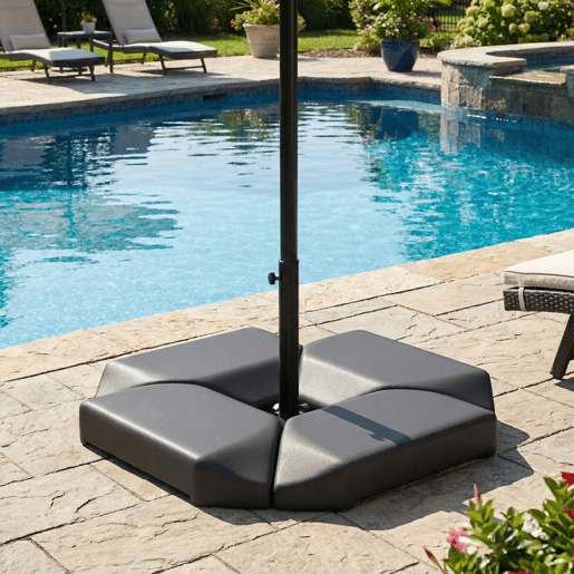 Outsunny Base para Guarda-Sol de 4 Peças, para Cantilever e Dupla Face, Suporte para Guarda-Sol de HDPE Reenchível com Água 77 kg ou Areia 100 kg, para Jardim, Pátio, Terraço, Preto