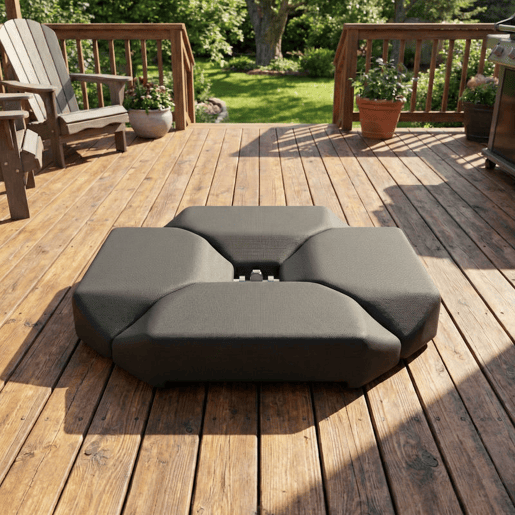 Outsunny Base para Guarda-Sol de 4 Peças, para Cantilever e Dupla Face, Suporte para Guarda-Sol de HDPE Reenchível com Água 77 kg ou Areia 100 kg, para Jardim, Pátio, Terraço, Preto