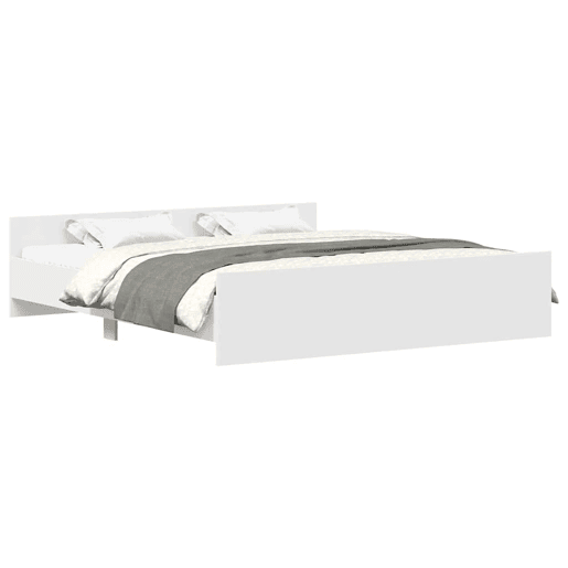 Estrutura de Cama de casal para adultos c painéis cabeceira e pés 200x200 cm branco