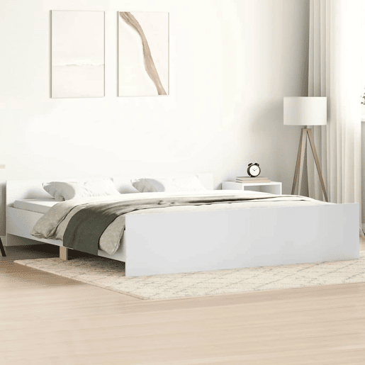 Estrutura de Cama de casal para adultos c painéis cabeceira e pés 200x200 cm branco