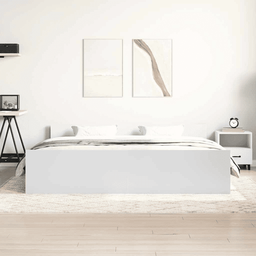 Estrutura de Cama de casal para adultos c painéis cabeceira e pés 200x200 cm branco