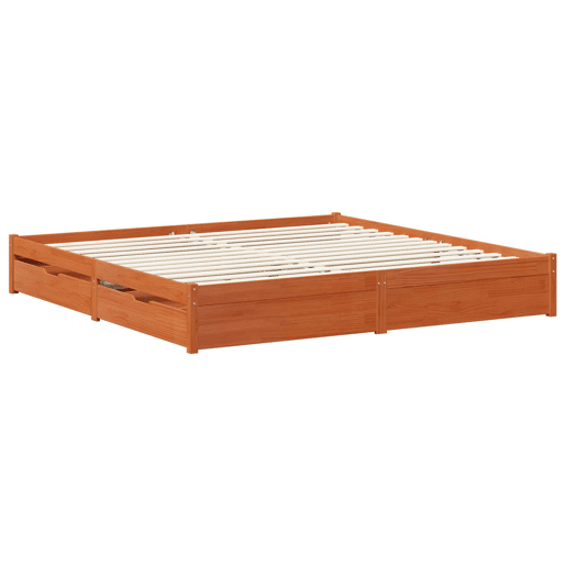 Estrutura da Cama de casal moderno com gaveta - Marrom Cera 200 x 200 cm