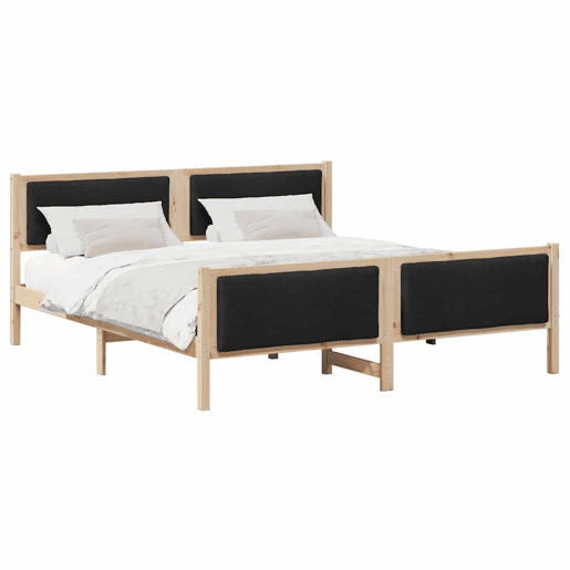 Estrutura de cama de casal com cabeceira - Preto 180 x 200 cm tecido