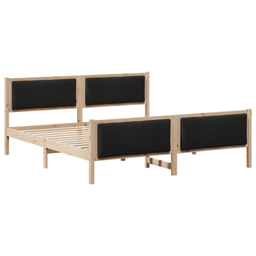 Estrutura de cama de casal com cabeceira - Preto 180 x 200 cm tecido