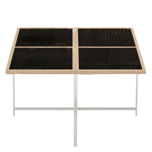 Conjunto de sala de jantar exterior de 7 peças - Mesa de vidro temperado com rebordo em rattan PE, tampo em acácia, para 6 pessoas - Natural+Branco