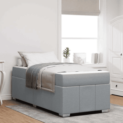 Estrutura de cama de solteiro Design com colchão Cinzento-claro 80 x 200 cm tecido Estrutura de cama de solteiro Design com colchão Cinzento-claro 80 x 200 cm tecido
