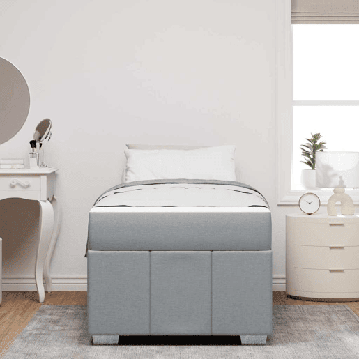 Estrutura de cama de solteiro Design com colchão Cinzento-claro 80 x 200 cm tecido Estrutura de cama de solteiro Design com colchão Cinzento-claro 80 x 200 cm tecido