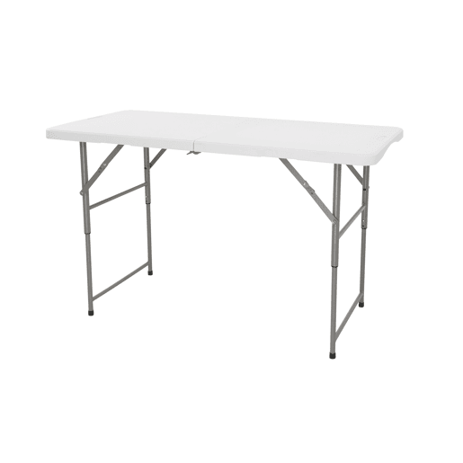 Mesa dobrável multifuncional com altura ajustável.