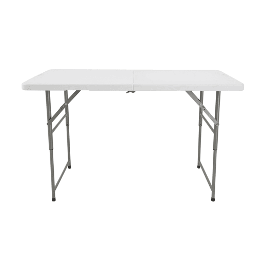 Mesa dobrável multifuncional com altura ajustável.