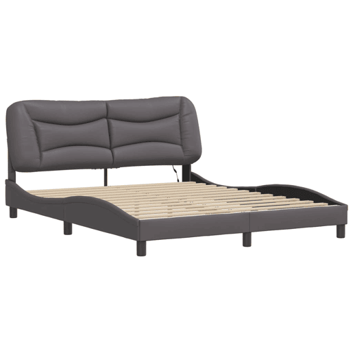 Estrutura de Cama de casal moderno com LED - 160x200cm cinza