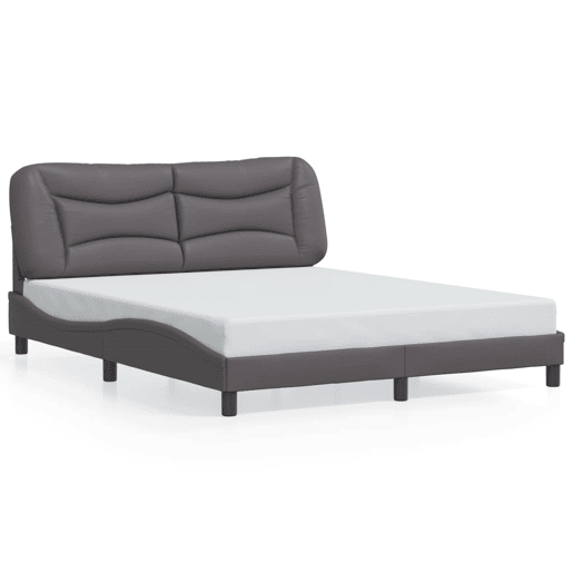Estrutura de Cama de casal moderno com LED - 160x200cm cinza