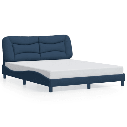 Estrutura de Cama de casal moderno com LED - 160x200 cm tecido azul