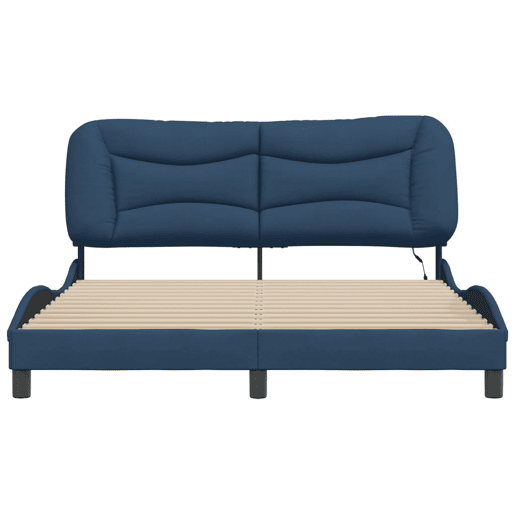 Estrutura de Cama de casal moderno com LED - 160x200 cm tecido azul