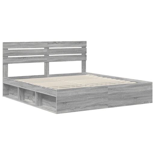 Estrutura da Cama de casal simple com cabeceira Cinza Sonoma 180 x 200 cm