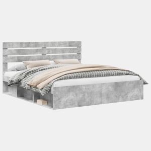 Estrutura de Cama de casal para adultos com cabeceira Concreto 180 x 200 cm