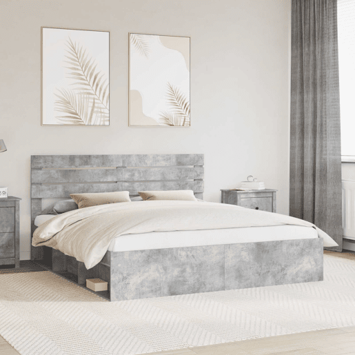 Estrutura de Cama de casal para adultos com cabeceira Concreto 180 x 200 cm