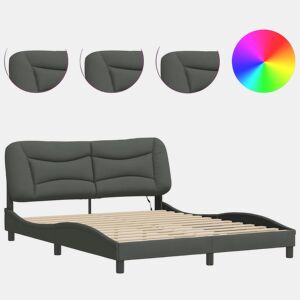 Estrutura de Cama de casal moderno com LED - 160x200 cm tecido
