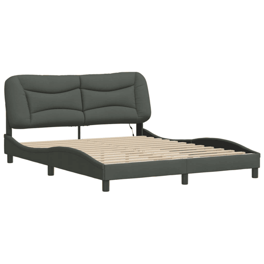 Estrutura de Cama de casal moderno com LED - 160x200 cm tecido