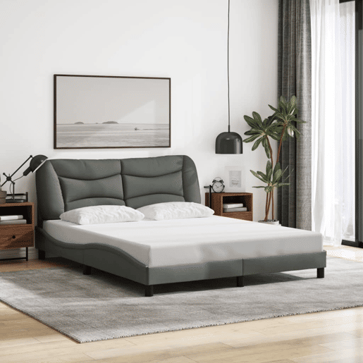 Estrutura de Cama de casal moderno com LED - 160x200 cm tecido