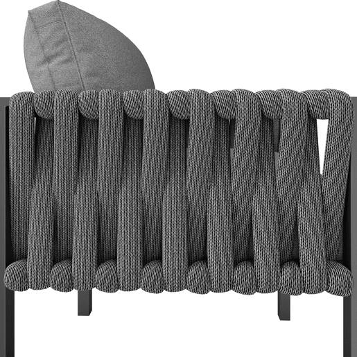 Conjunto de móveis de jardim - Sofá de canto, estrutura em ferro galvanizado, mesa em vidro temperado, cinza
