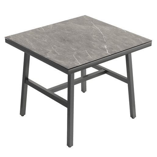 Conjunto de móveis de jardim - Sofá de canto, estrutura em ferro galvanizado, mesa em vidro temperado, cinza