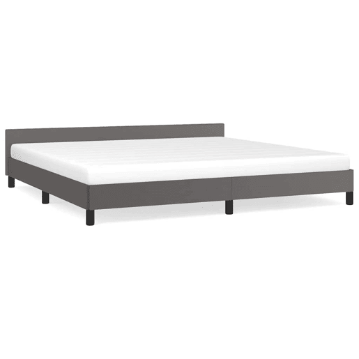 Estrutura Cama de casal para adultos c cabeceira sem colchão 200x200 cm cinzento