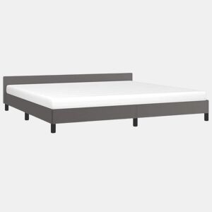 Estrutura Cama de casal para adultos c cabeceira sem colchão 200x200 cm cinzento
