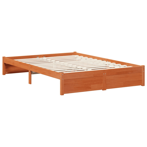 Estrutura da Cama de casal simple 3 pcs Marrom Cera Madeira de Pinho Sólido