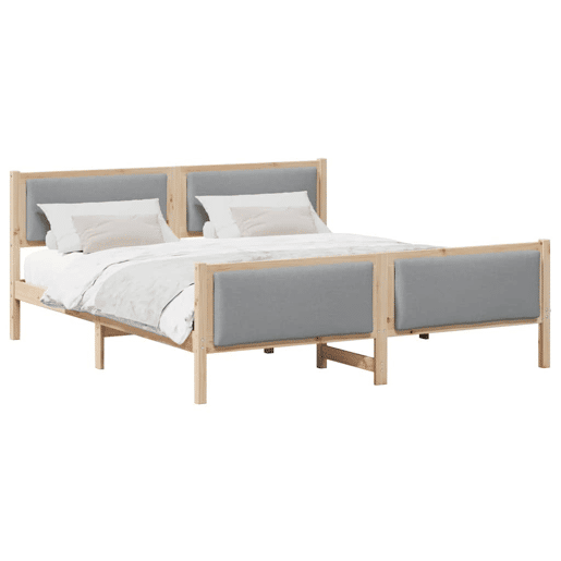 Estrutura De Cama De Casal Simple King Size - Cinzento-claro 180 x 200 cm tecido