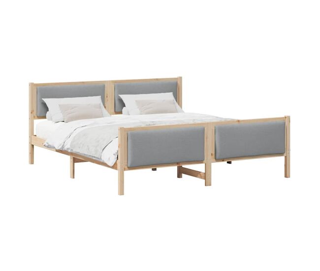 Estructura de cama doble matrimonial con cabecera - gris claro 180 x 200 cm tela
