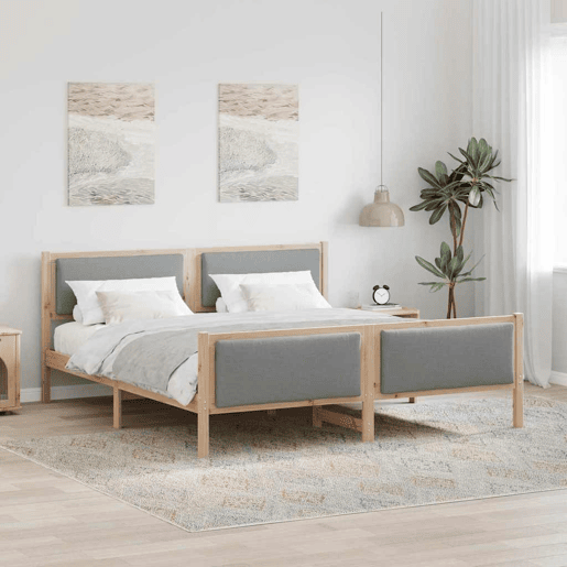 Estrutura De Cama De Casal Simple King Size - Cinzento-claro 180 x 200 cm tecido