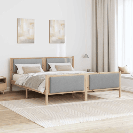 Estrutura De Cama De Casal Simple King Size - Cinzento-claro 180 x 200 cm tecido
